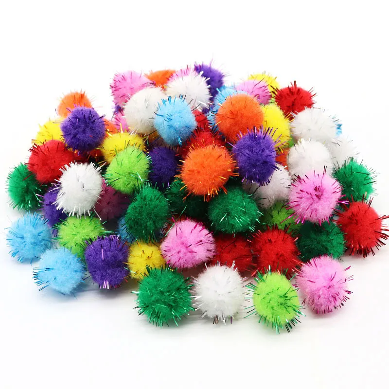 10/15/20/25/30mm Glitter Pompom Ball Fluffy Plush DIY Craft  For Christmas Decor Kids Toys Dolls Accessories J0705 images - 6