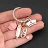 Doctor Key Holder Medical Tool Keychain Stethoscope Syringe Nurse Cap Key Ring Nurse Gifts Handmade Charm Jewelry Bag Ornaments 3