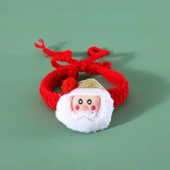Cute Santa Claus Pattern Pet Bow Bell Collar for Dog Cats Accessories Supplies Holiday Christmas Dog Collar Pet Supplies 6