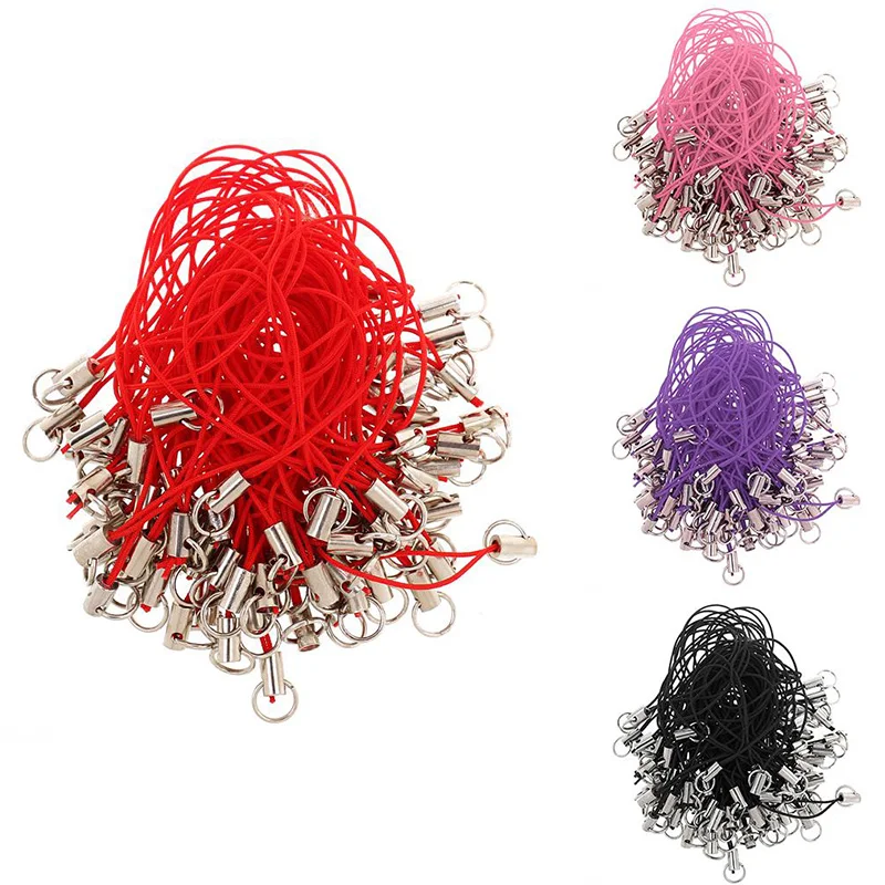 50Pcs Polyester Lanyard Clasp Phone Hanging Pendant Rope Braided Keychains Key Rings Holder Strap DIY Jewelry Making Cords