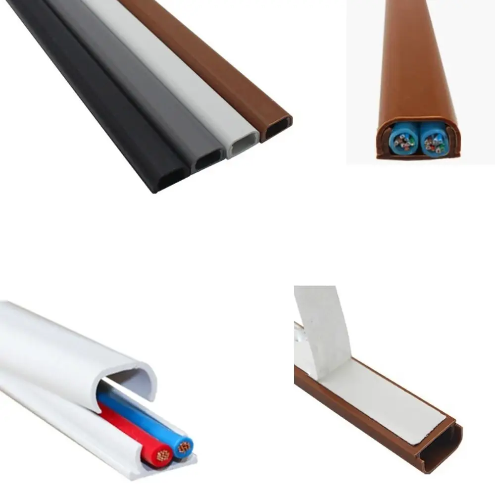 Anti-extrusion Floor Cord Cover Square Self-Adhesive Power Cable Protector Durable Extension Wiring Duct Protector