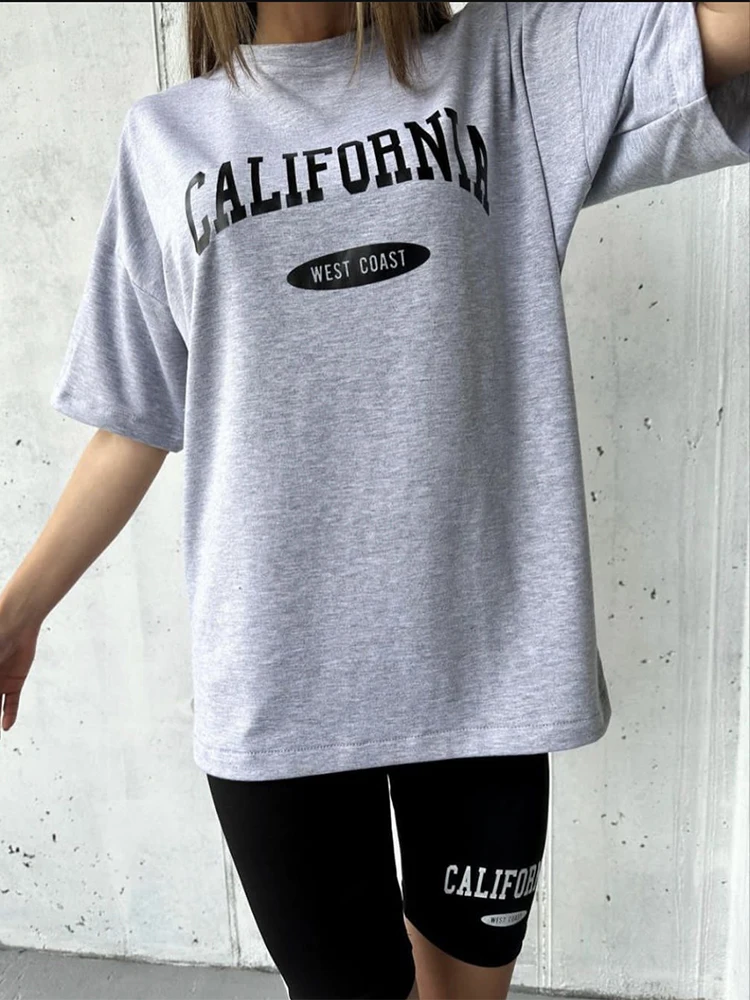 Blessyuki 패션 간단한 편지 인쇄 코튼 티셔츠 여성 캐주얼 코튼 플러스 사이즈 streetwear 티셔츠 femael 기본 힙합 탑스