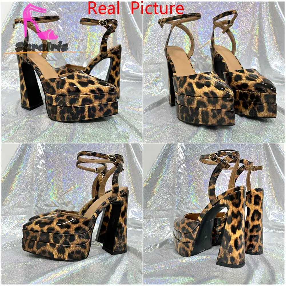 Leopard Pattern Pointed-Toe Chunky Heels – LarosaStyle