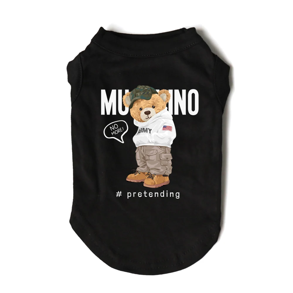 T-shirt décontracté pour chien noir et rose imprimé ourson Moschino - 2025 - Vêtement et accessoires pour chiens - Doglovedesign