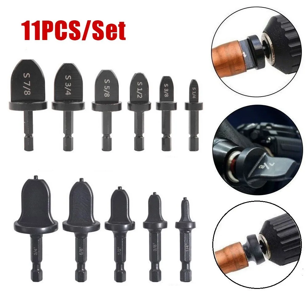 

11PCS Imperial Tube Expander Electric Drill Bit Flaring Tools Air Conditioner Copper Pipe Swaging Hex Shank Electric Drill Bit