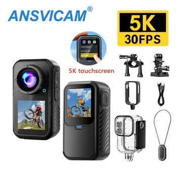 Action Camera 5K con Schermo Touch, 4K 60FPS, Mini Bodycam Impermeabile, Stabilizzazione a 6 Assi, Fotocamera Sportiva Magnetica per Moto