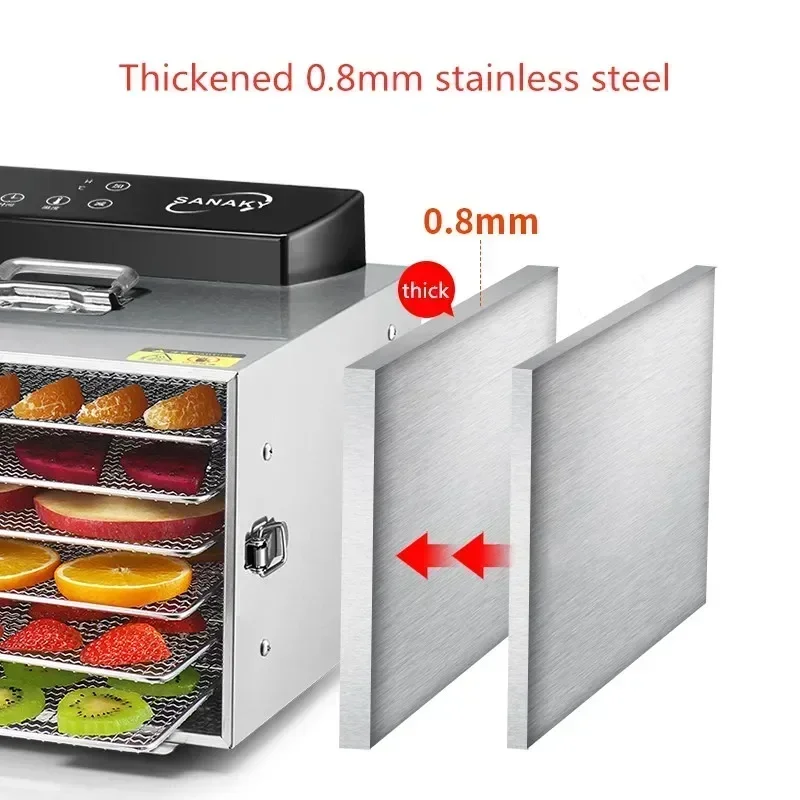 6 Tier Food Dryer Fruit Air Dryer Small Household Dehydrator Wing Bean Pet Snacks Dryer Voltage 110V-220V 6