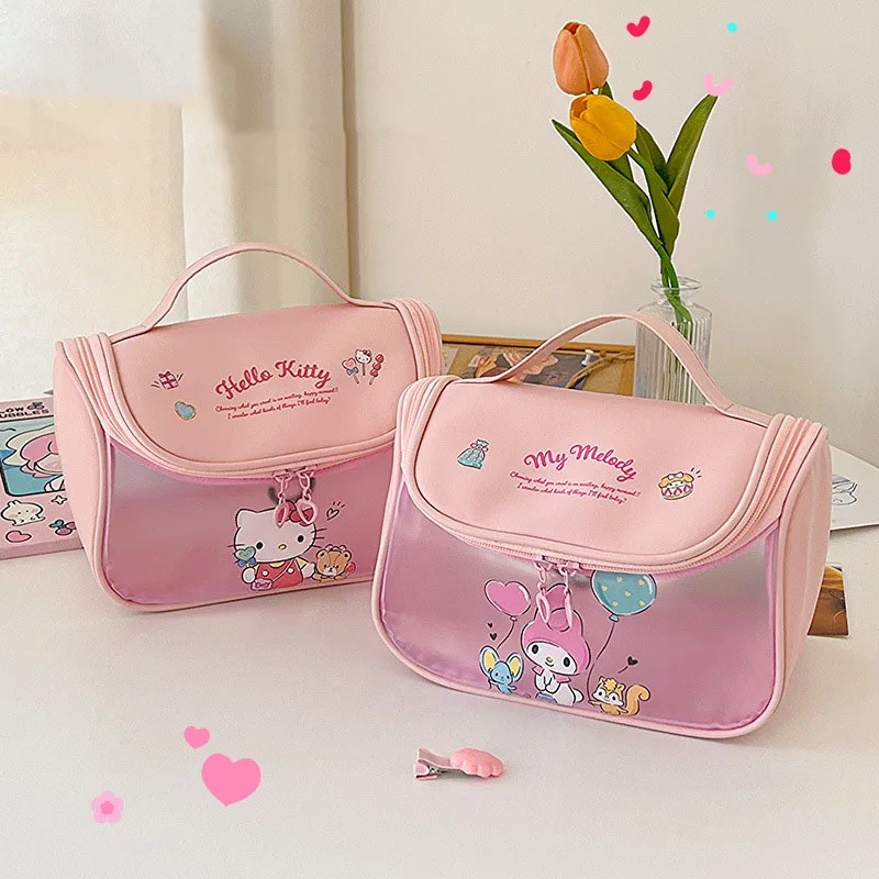 

Kawaii Sanrio косметичка Hellokitty Mymelody Kuromi Cinnamoroll Милая аниме Женская вместительная портативная дорожная сумка для хранения подарок