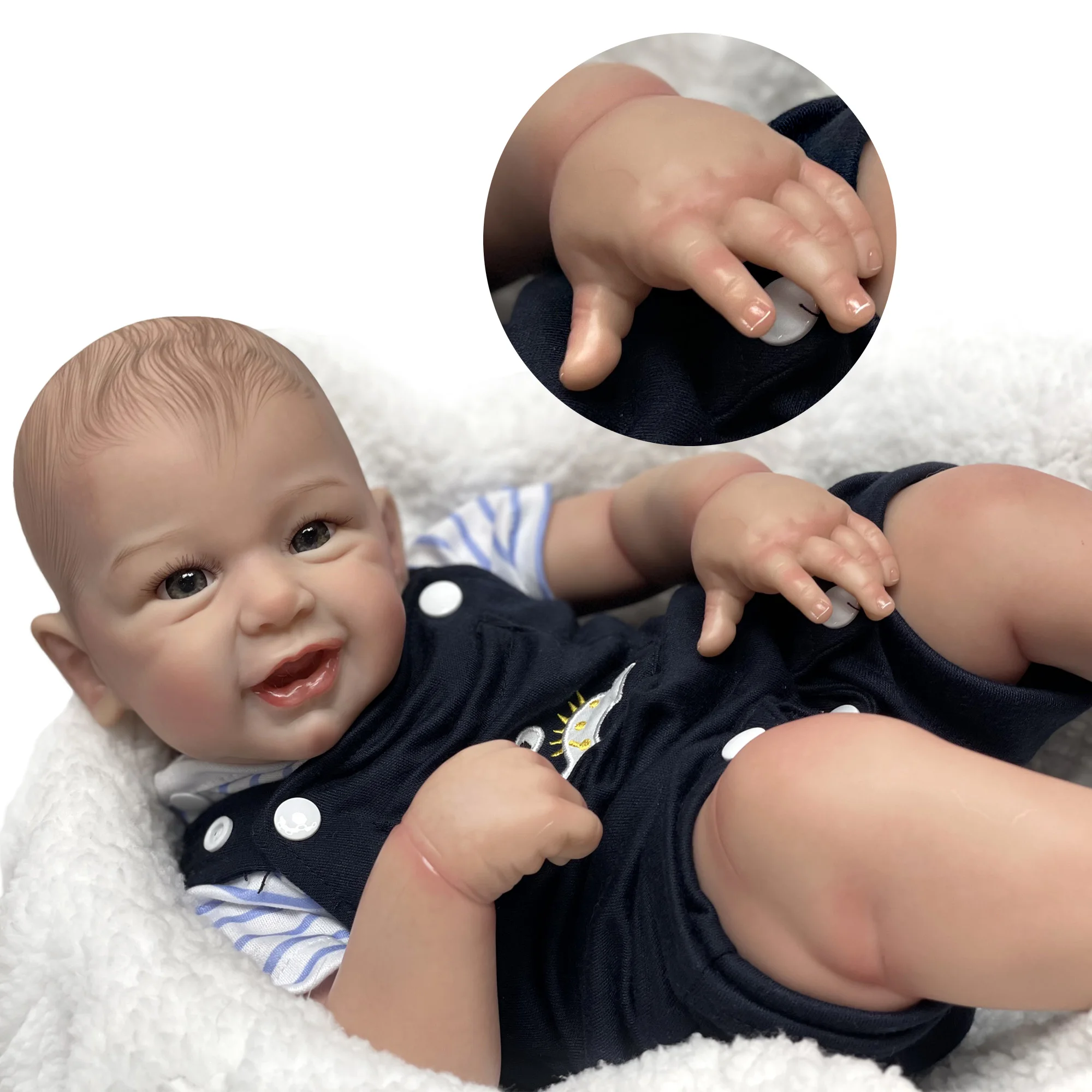 Bebê Reborn Recém-Nascido 3D-49 Cm Olhos Abertos