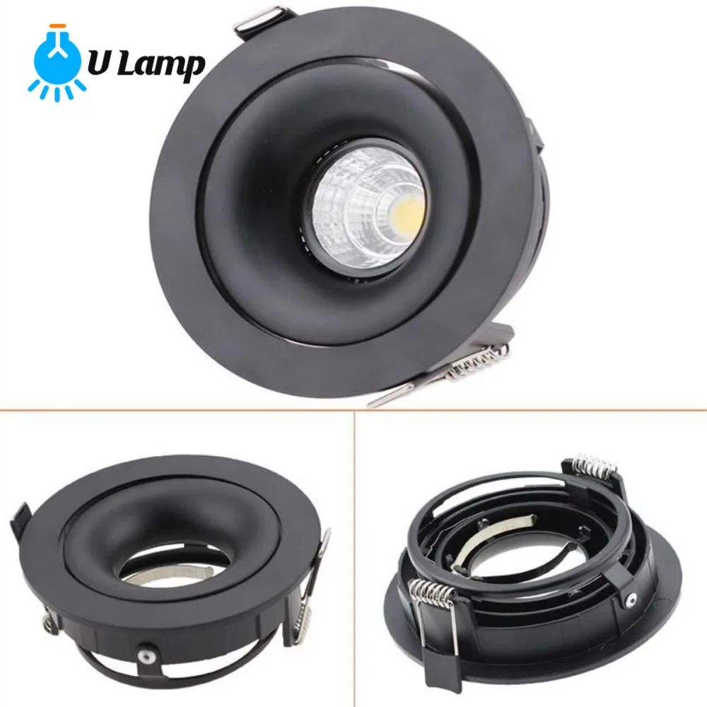 

Round Back U Holder LED Recessed Ceiling Frame Round Cutout 95mm GU10 MR16 Spotlight Fitting Black White Dismantle Fixture