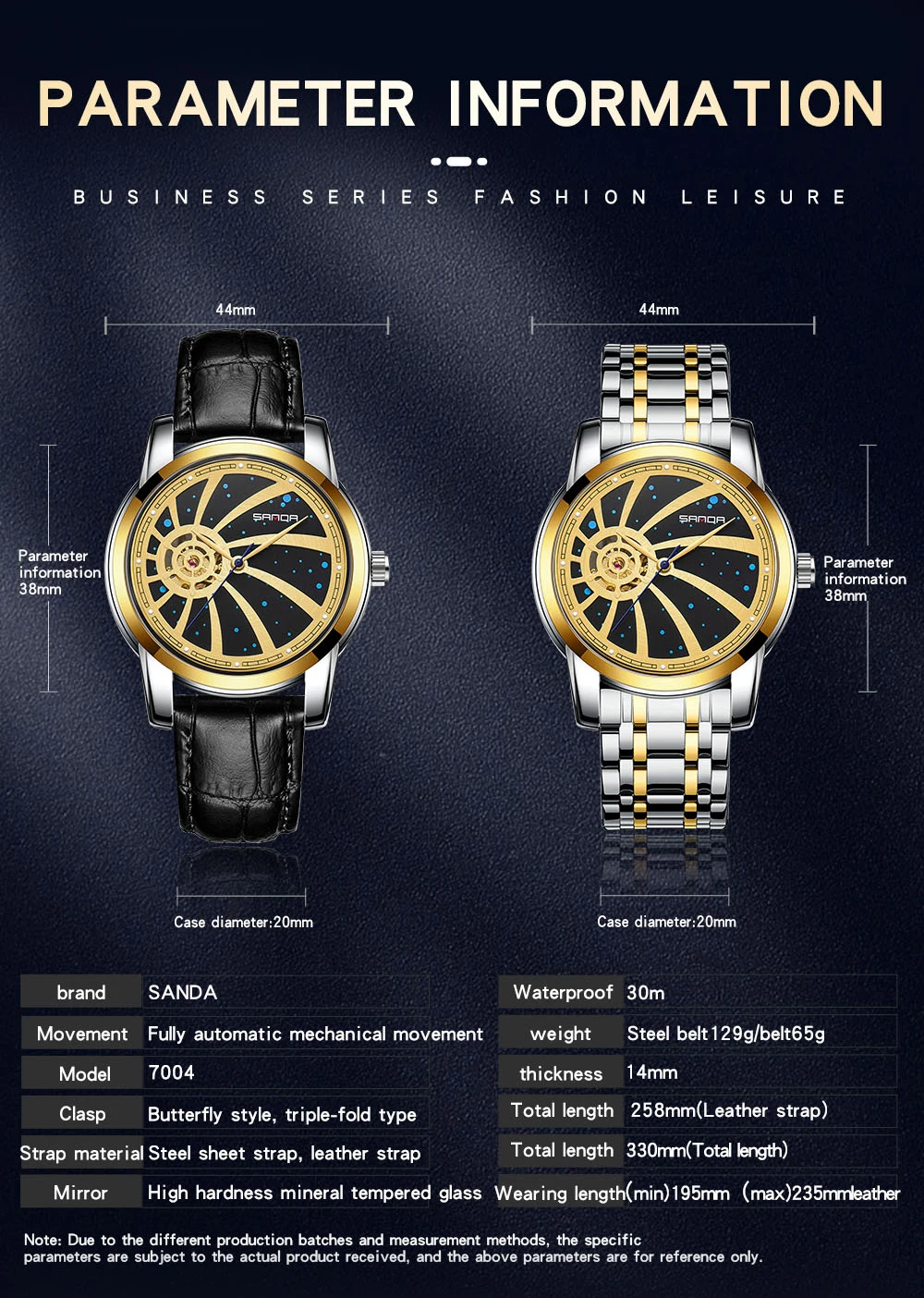 2023SANDA New Trend Men's Watch Fashion Luminous Waterproof Automatic Mechanical Watch Luxury Personality Religio Masculino 7004