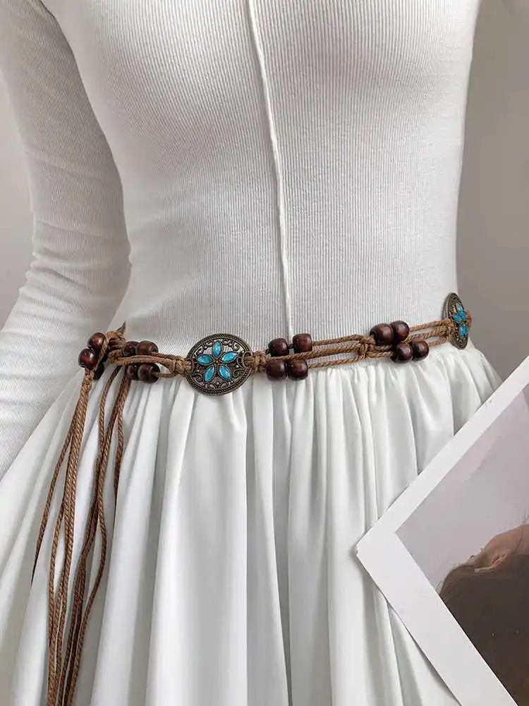 Waist Belt for Women Crafting Summer Retro-Ethnic Style Versatile and Exclusive High-End Decorative womens dress belt