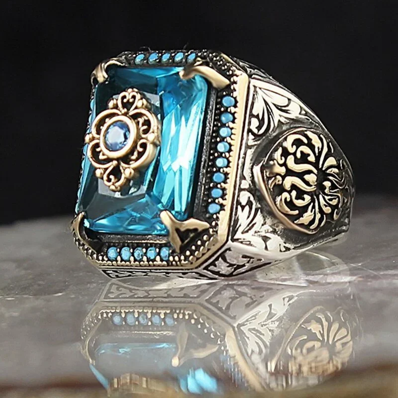 Vintage-Turkish-Signet-Ring-For-Men-Women-Antique-Silver-Color-Carved ...