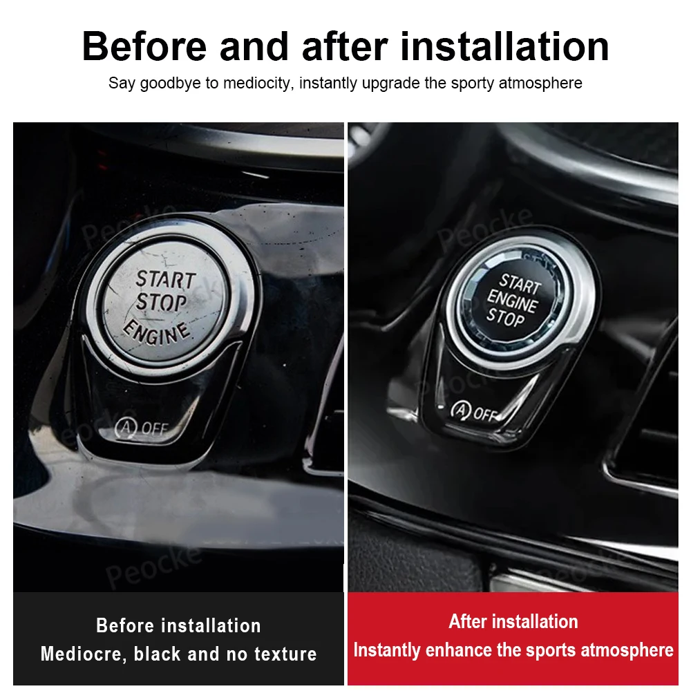 Crystal Style Car Start/Stop Engine Switch Button Cover