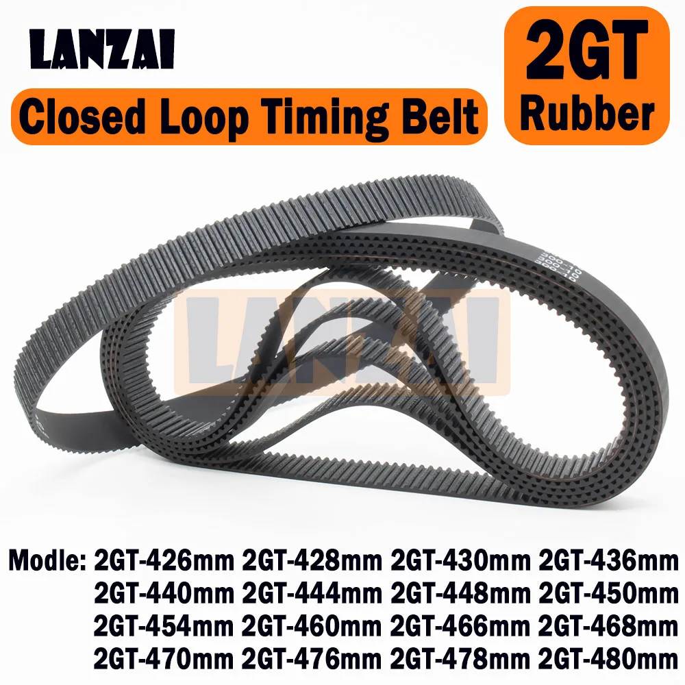 

LANZAI 2GT Rubber Timing Closed Loop Belt C=426 428 430 436 440 444 448 450 454mm W=6/10/15mm 3D Printer 460 466 468 470 476 478