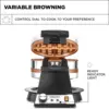 Double Rotating Belgian Waffle Maker, Keto Chaffles Iron with Nonstick PFOA Free Copper Plates for Easy Food Release, Browning C 3