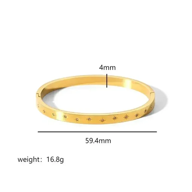 Crystal Star Stainless Steel Bangles for Women Fashion Brand Jewelry Waterproof  Bracelets Party Accessories 6