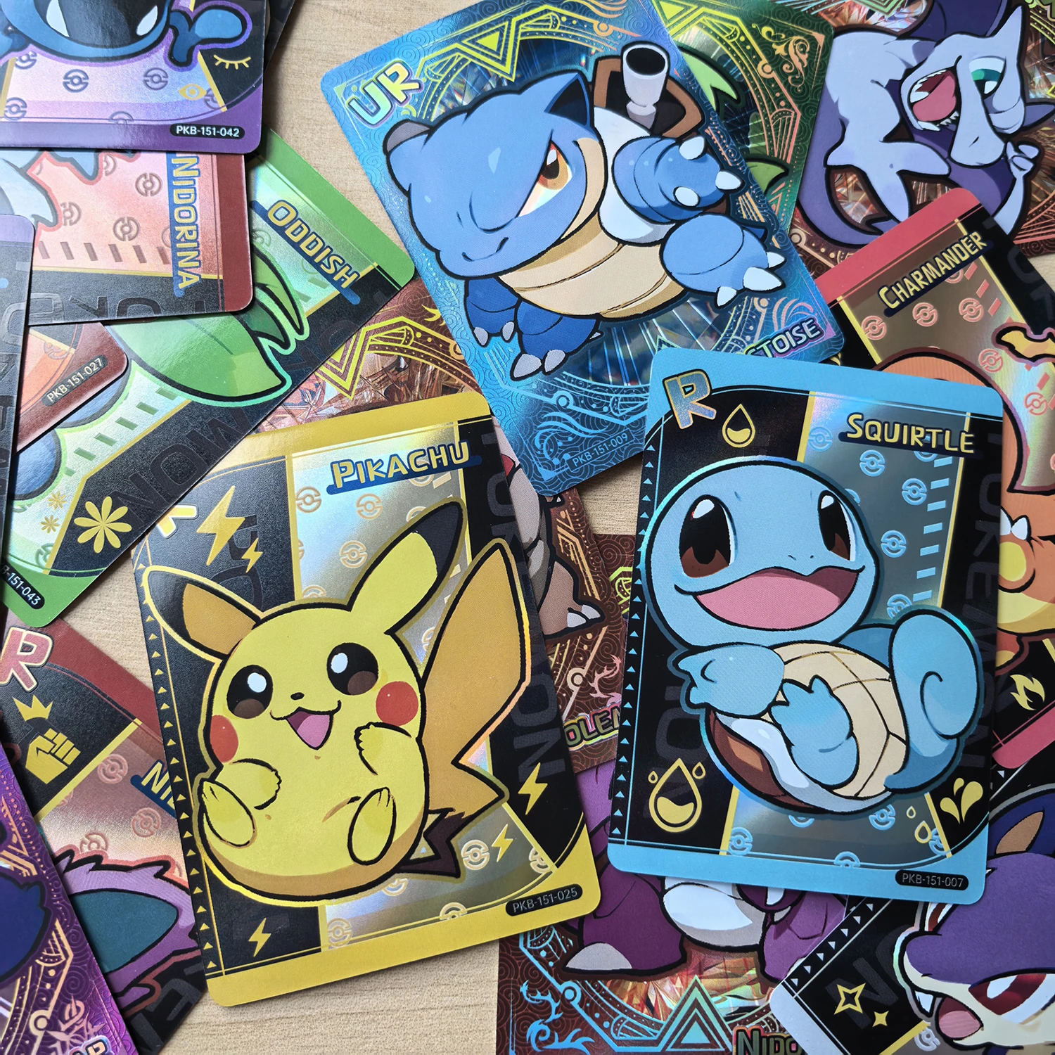 Shiny 59Pcs PokeBaBy Cute DIY Card Pokemon Holographic 1996 Q151 Anime Version Classical Collection Cards Gengar Charizard 4