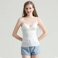 Women Modal Soft Spaghetti Camisole Push Up Padded Wirefree Tank Top Sleeveless V Neck Sweet All-matching Casual Sport Vest - Image 6