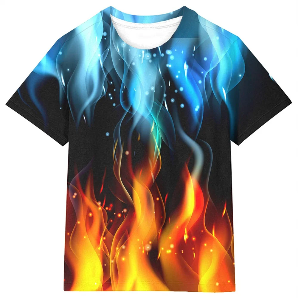 kids T-Shirts 3D Print Flame lightning Pattern Round Neck T-Shirts Casual Boys Girls Tops Oversized Fashion Kids Tees Clothing 6