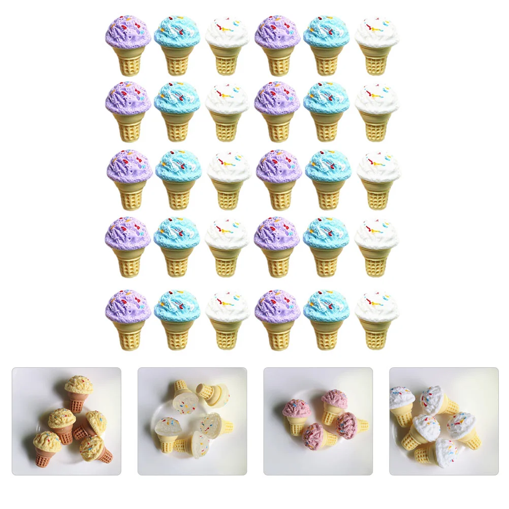 

30 Pcs Simulation Ice Cream Toy Mini Ice-cream Cone Toy Simulated Ice-cream Cone Toy
