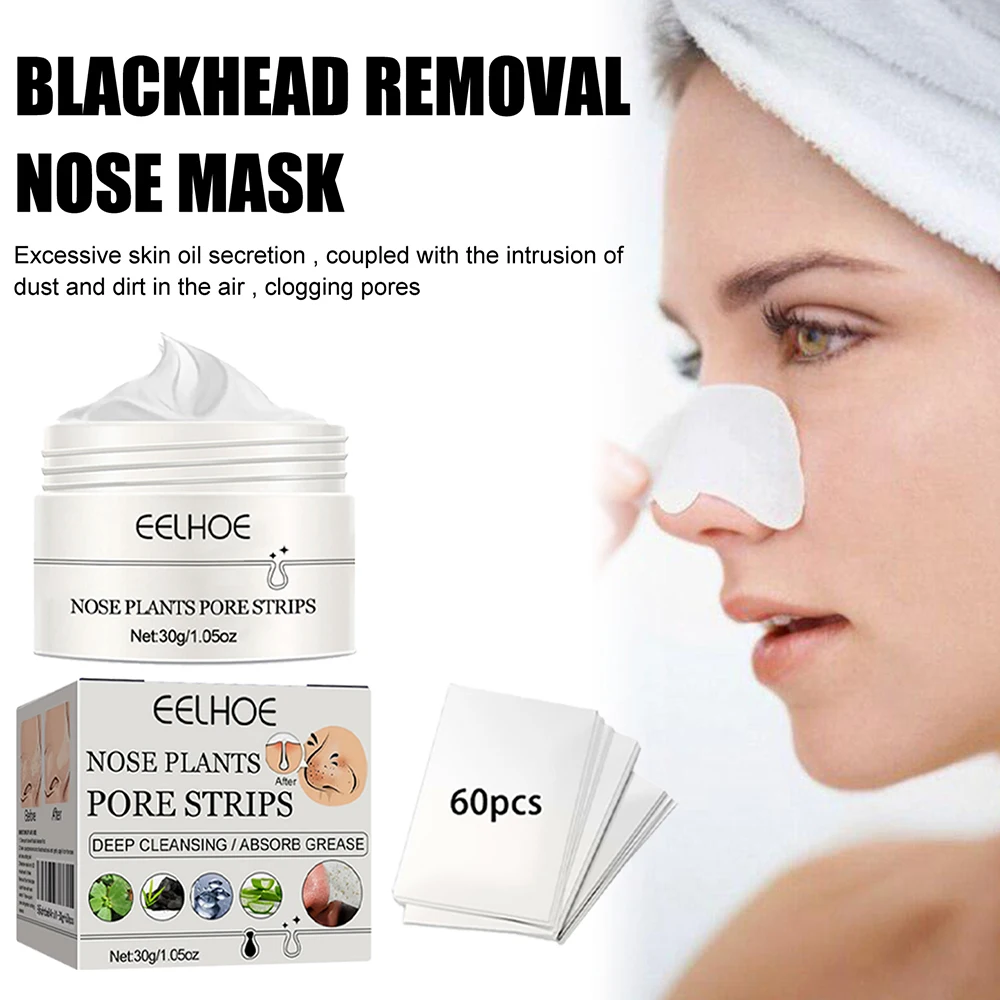 New Blackhead Remover Nose Mask Pore Strip With 60pcs Paper Deep Face Cleaning Nasal Strips Peeling Acne Treatment Skin Care 2