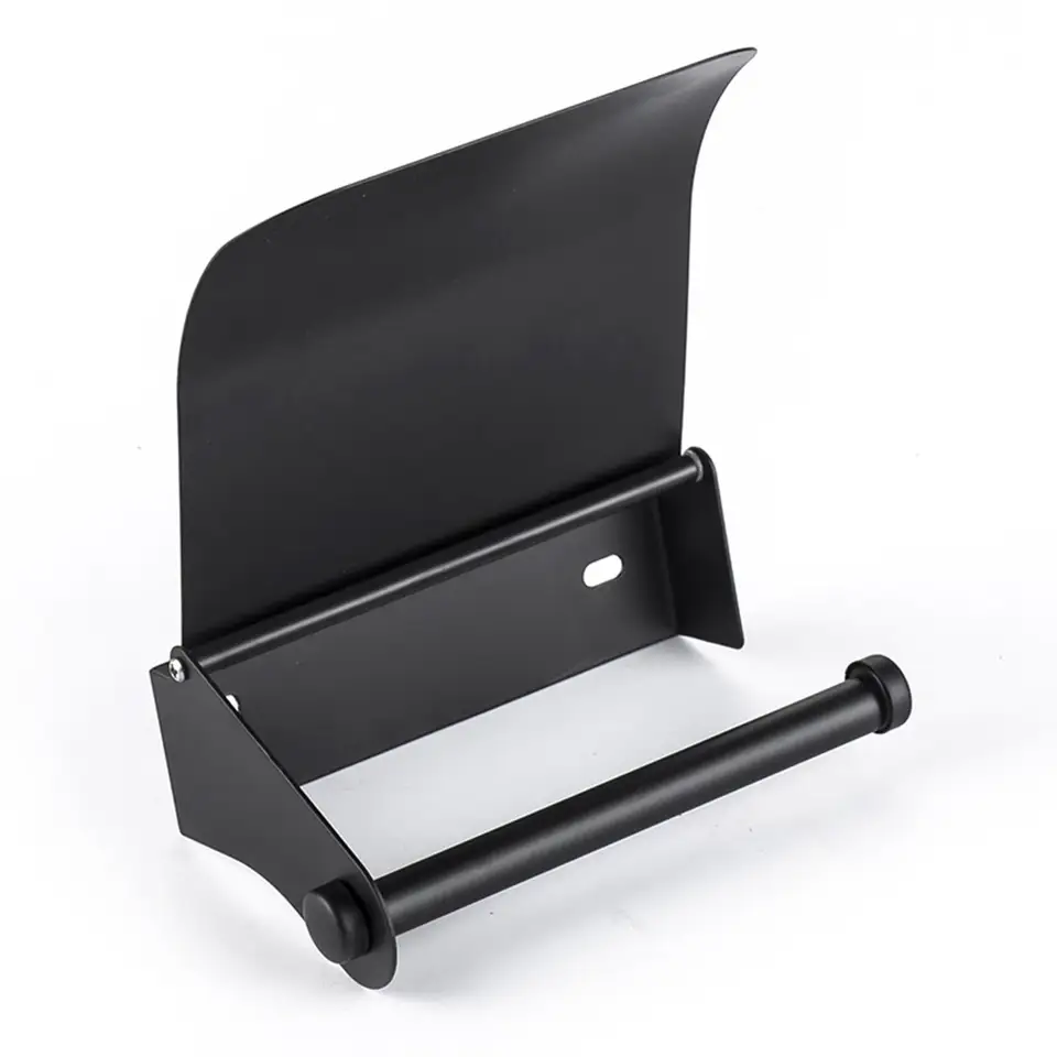 Portarotolo Carta Igienica In Acciaio Inox Nero Opaco, 2 Pezzi: Accessorio Da Bagno A Parete, Antiruggine, Per Rotoli Grandi Fino A 12,7 Cm. Design Moderno E Facile Installazione.