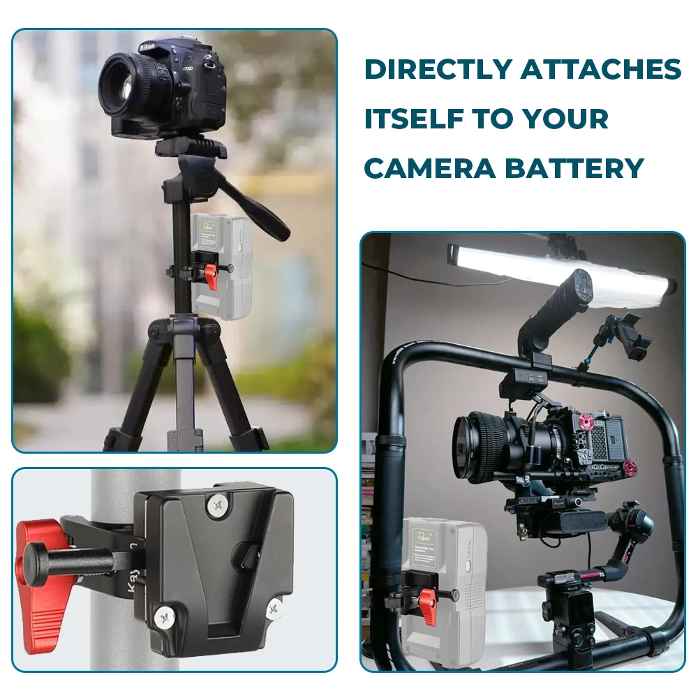 Crab Pliers Clamp With Universal V-Lock Mount Quick Release Adapter For DSLR Camera Battery