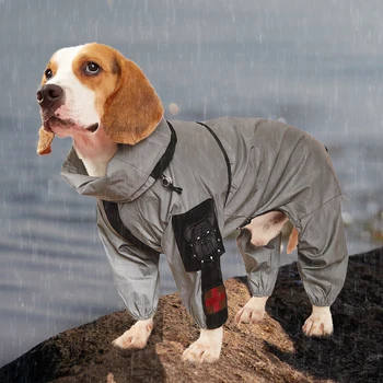 Chubasquero para perros grandes, chaqueta reflectante con protección solar, Sudadera con capucha para mascotas, ropa impermeable para perros medianos y grandes, Mono 1