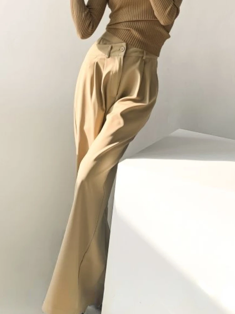 

Элегантные винтажные широкие брюки, женские Асимметричные мешковатые брюки в Корейском стиле Y2K, женские повседневные модные длинные брюки с высокой талией, 2023