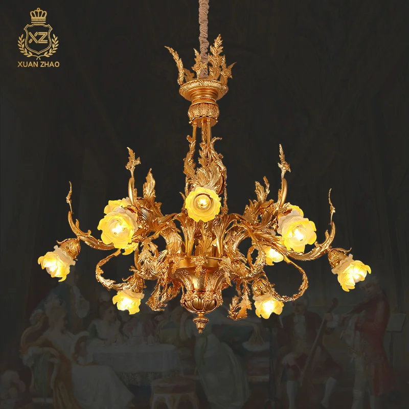 

XUANZHAO European Style Classic Chandeliers Luxury Hand Blown Glass Brass Unique Chandelier Light