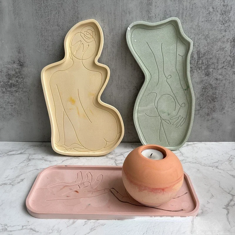 Women Model Plate Storage Tray Epoxy Resin Mold DIY Girl Body Dish Tray Silicone Mold Coaster Dish Plaster Cement Mould silicone mold