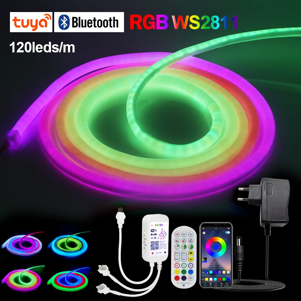 360 Round Neon Light 24V WS2811 IC RGB LED Strip Neon Sign WiFi Bluetooth  APP Remote Control Waterproof Ribbon Tape Home Decor - AliExpress