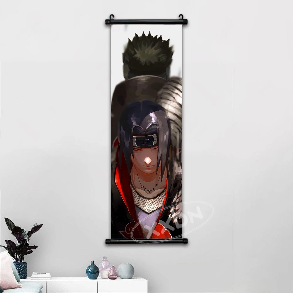 thumbnail image 1 of Cuadro colgante de Naruto, obra de arte de pared de anime, cuadro de desplazamiento, lienzo, figuras de dibujos animados, póster de Itachi Uchiha, última decoración del hogar para dormitorio y bar, 1 of 5