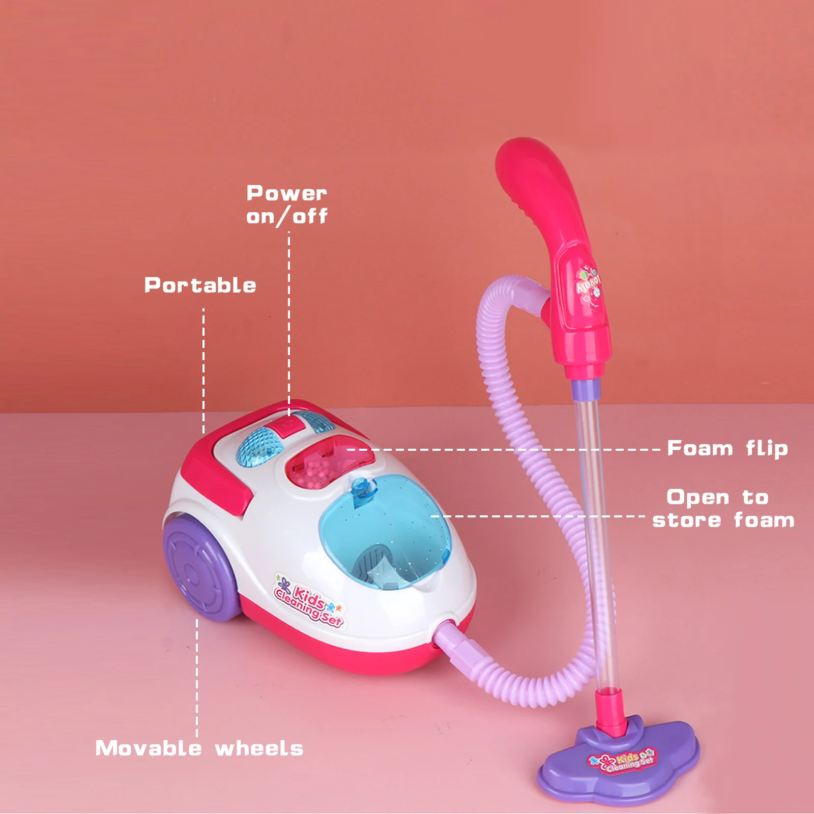 Children Simulation Vacuum Cleaner Toy with Sound Light Pretend Role Play Games Toys Playset Best Gifts for Kids Boys Girls 3
