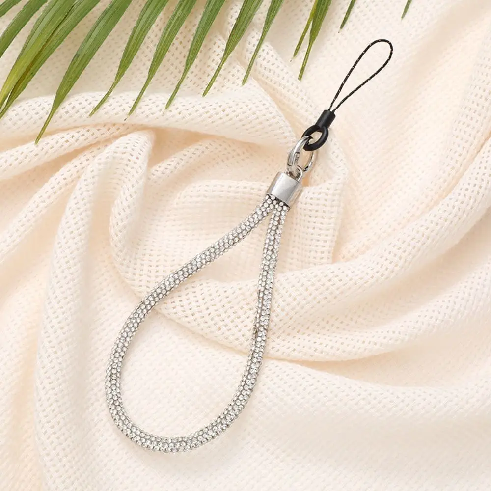 Rhinestone Crystal Bling Phone Lanyard - Fashionable Anti-Lost Wrist Strap Accessory