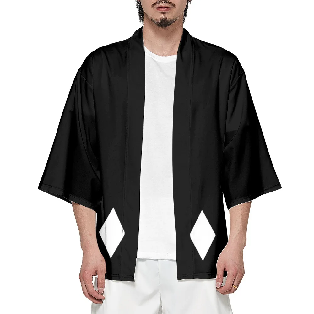 New Design Samurai Traditional Black Kimono Japanese Women Men Beach Cardigan Yukata Fashion Cosplay Haori Shirts Top
