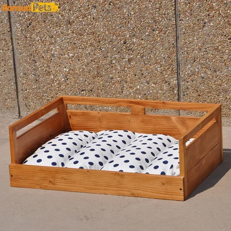 Pet Bed Solid Wood All Season Universal Floor Dog Kennel Off Ground Bed Detachable Washable Indoor Dog Summer and Winter