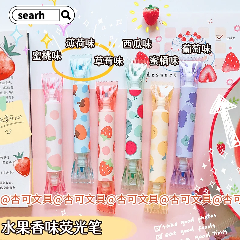 6pcs/set double-headed highlighter kawaii stationery color marker school supplies student marker textbook highlighter