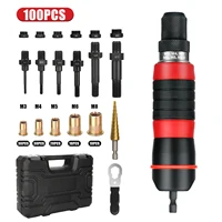 Hot M3~M10 Electric Rivet Gun Drill Adapter Grade DIY Plug-in Nut Quick Riveting Tools Kit With Rivet Nuts Rugged Carrying Case 1