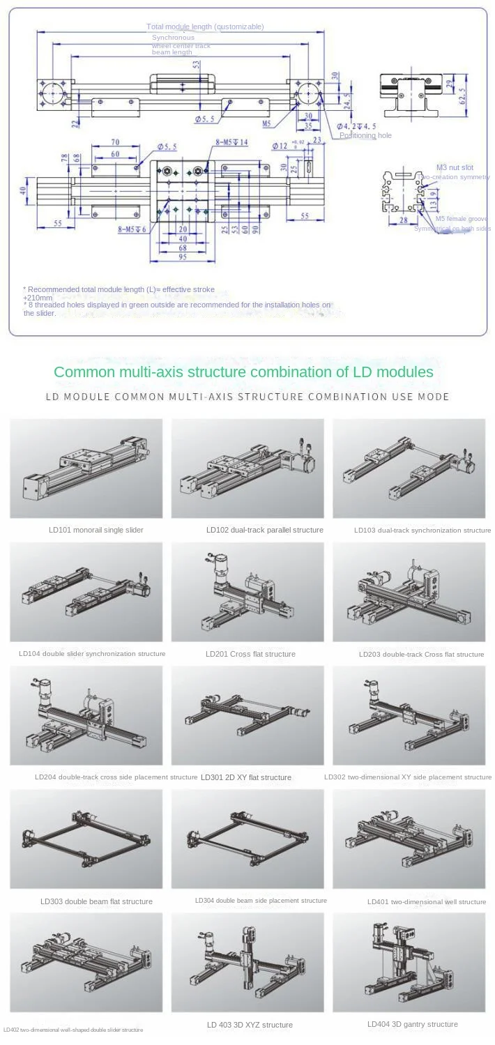 Description Picture 5 of itemSynchronous Belt Sliding Table Belt Linear Module Ld4010 Linear Guide Rail High Speed Mute Long Stroke Electric Slide-Way