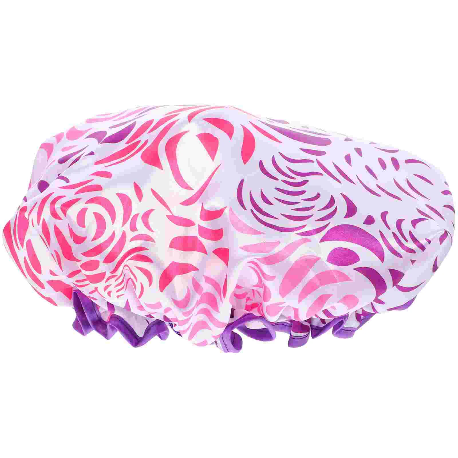 

Shower Cap Women Reusable Stretchy for Bathing Elasticity Comfortable Satin Purple Long Hair Decorative Women's