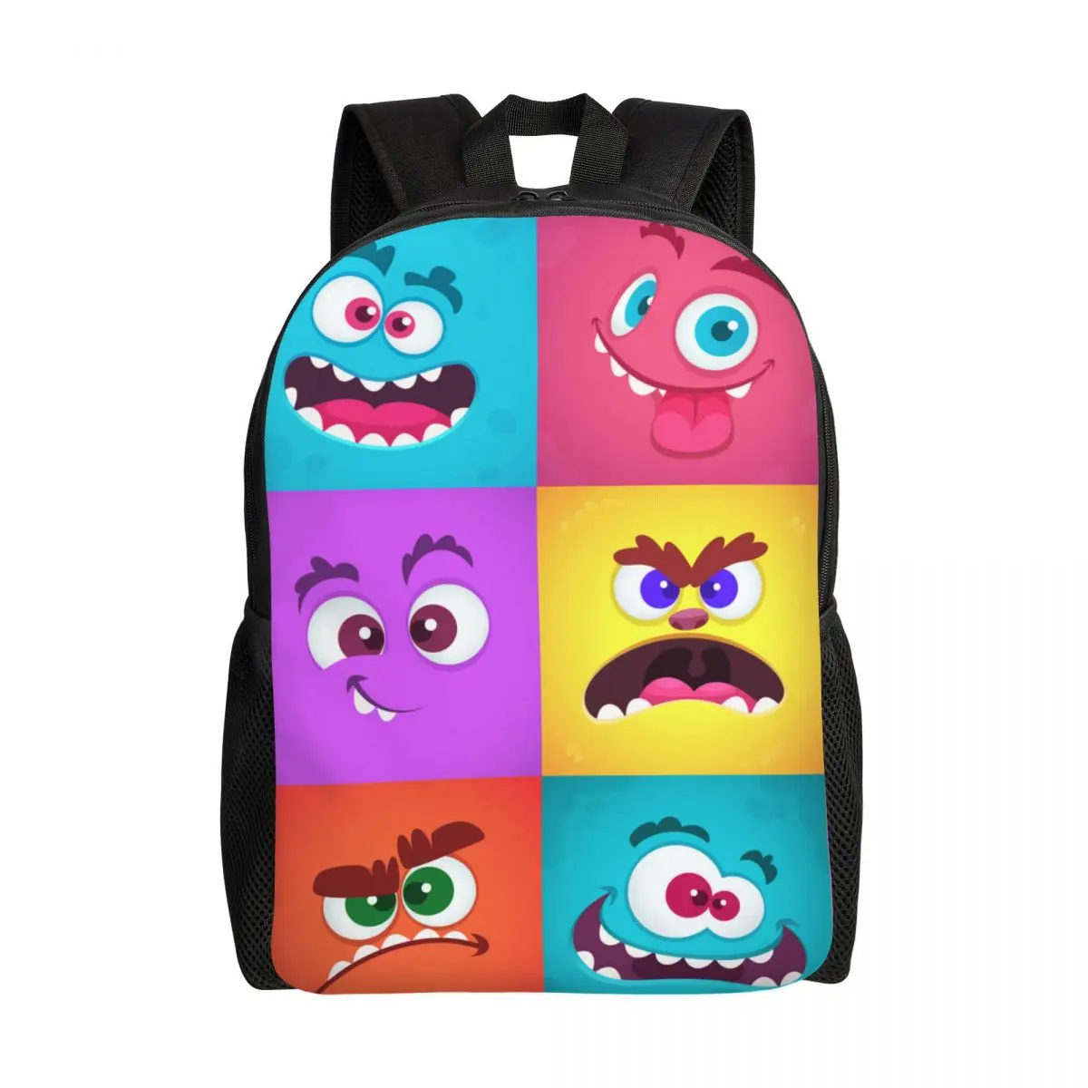 

Cartoon Monster Faces Funny Meme Collage Laptop Backpack Women Men Basic Bookbag for College School Student Bags