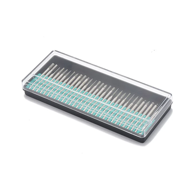 다이아몬드 그라인딩 버 비트 니들 포인트, 조각 연마, 목재 옥 스톤, 2.35mm, 3mm 드릴 비트, 회전 도구 세트, 30 개