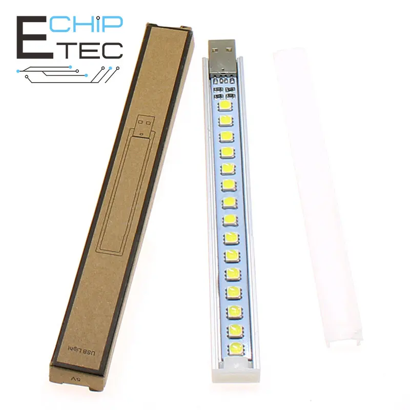 

1PCS Bright 15LED Dormitory Computer Desk Night Light Mobile Power USB Strip Light with Cover
