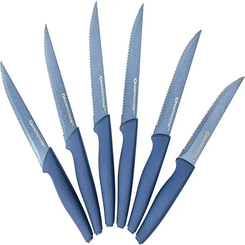 Granitestone NutriBlade Knife Set - Easy Grip High-Grade Stainless Blades -  Blue