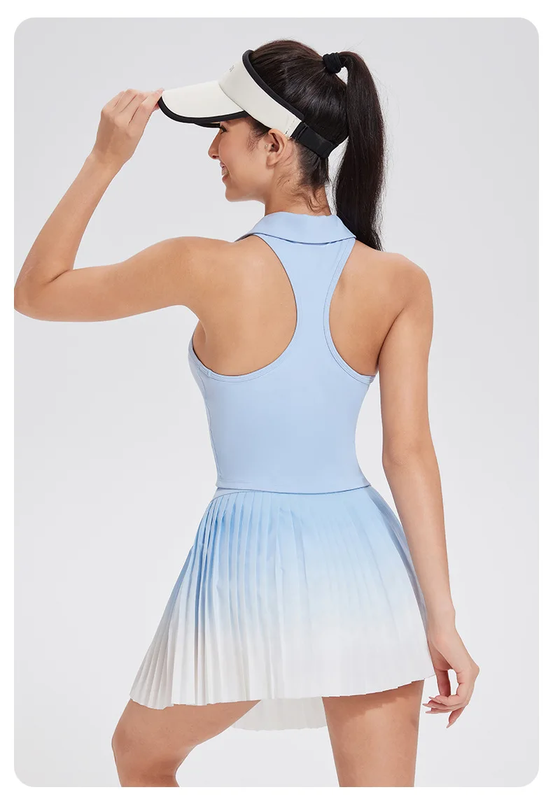 Women Tennis Suit Set, Polo Collar, Front Zipper, Badminton Sports Short Skirt 12 Sd9373ba90a344e53abec10ef5dfa03c5u