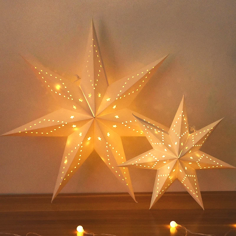 35-60 cm Party Aushöhlen Stern Licht Hause Fenster Schlafzimmer Fee Nachtlicht Papier Laterne Stern für Eid Mubarak hochzeit Dekorationen – Detail 13