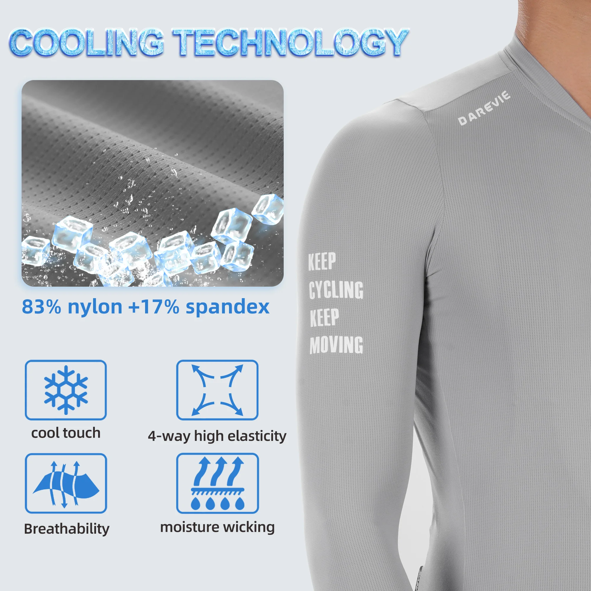 DAREVIE Cycling Jersey Long Sleeve Men Women Cool Technology Man Cycling Maillot Soft Breathable Quick Dry SPF 50 Small Size 5