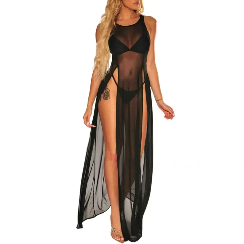 Bikini Cover Up Beachwear Swimsuit Cover Up Mesh See-through Stylish Solid Color Beach swimsuit cover up swimsuit coverup